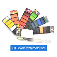 Superior 18/25/33/42 Colors Solid Watercolor Paint Set With Water Brush Pen - School - Proshot Bazaar