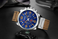 CURREN Waterproof Sport Chronograph Quartz Genuine Leather Men's Watch - Watches - Proshot Bazaar