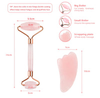 Natural Rose Quartz & Jade Facial Massage Roller Beauty Care Set - Health & Beauty - Proshot Bazaar