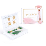 Natural Rose Quartz & Jade Facial Massage Roller Beauty Care Set - Health & Beauty - Proshot Bazaar