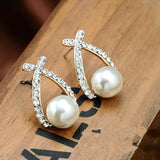 Korean Fashion Cross Crystal Stud Earrings - Earrings - Proshot Bazaar
